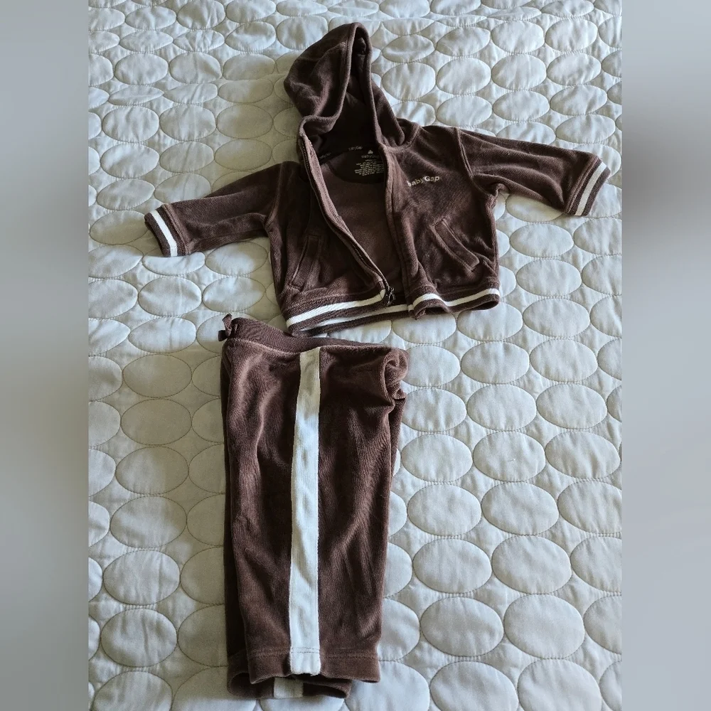 Baby gap velour jump suit Trending Brown 3-6 Month 70s Inspired
